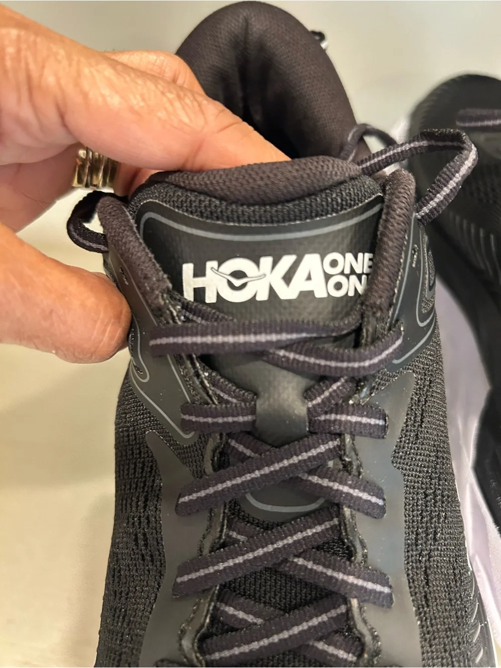 Hoka One One Men’s Black and White Bondi 7 Running Shoes